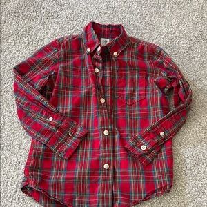 GAP Kids Vibrant Red Plaid Button-Down Shirt